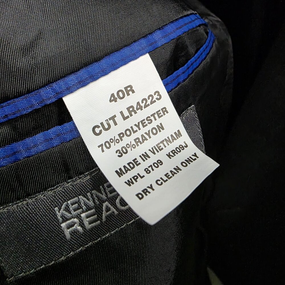 Kenneth Cole 40R Black Blazer Sport Coat Jacket 2-Button Solid Y175 - Picture 10 of 11